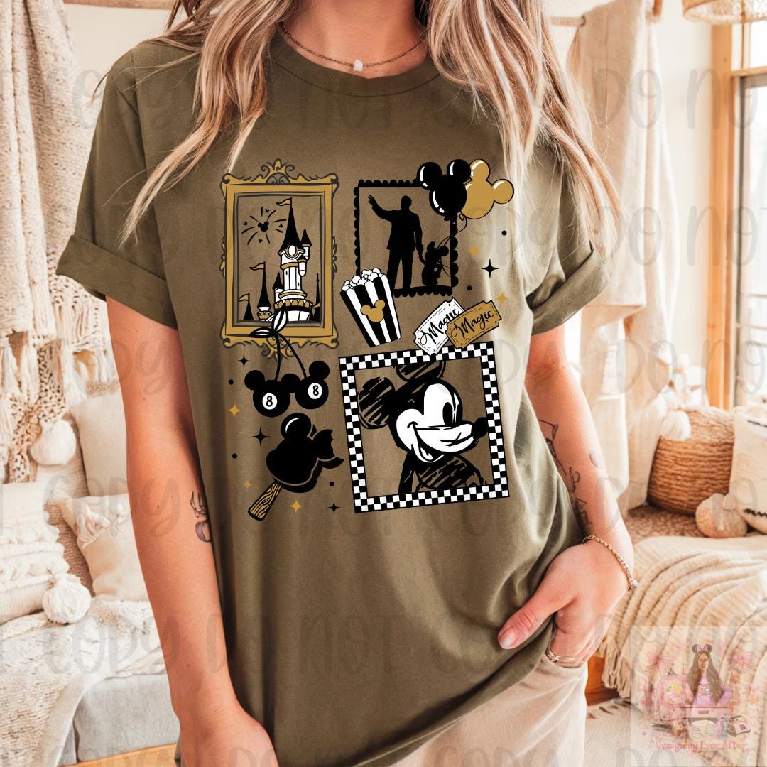 Black and Gold Coquette Frame Walt & Magical Mouse Shirt