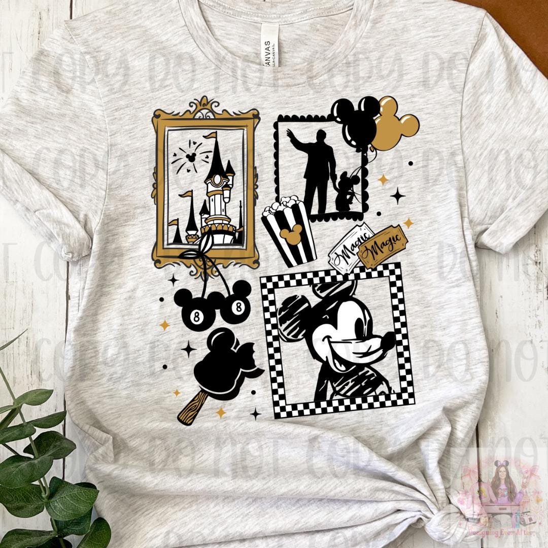 Black and Gold Coquette Frame Walt & Magical Mouse Shirt