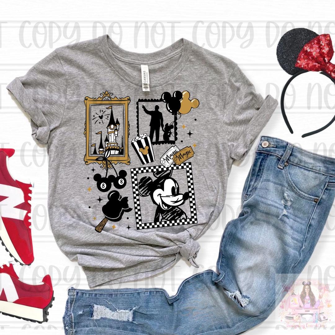 Black and Gold Coquette Frame Walt & Magical Mouse Shirt