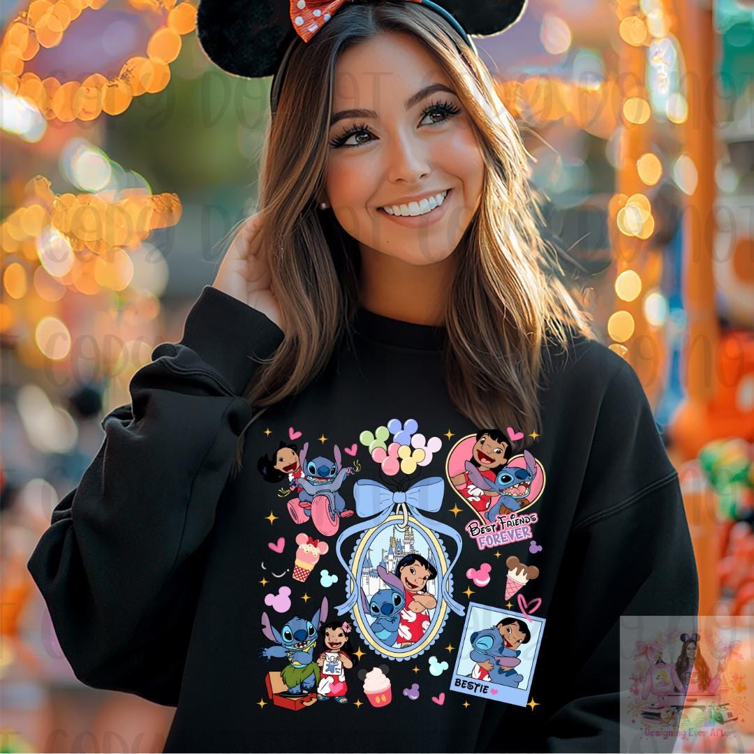 Coquette Locket and Charm Bracelet Bow Frame Blue Alien and Friend Shirt