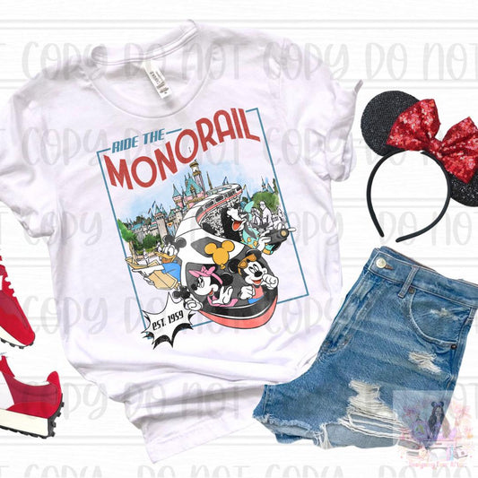 Retro Mouse and Friends Ride the Monorail Please Stand Clear Of The Doors Shirt