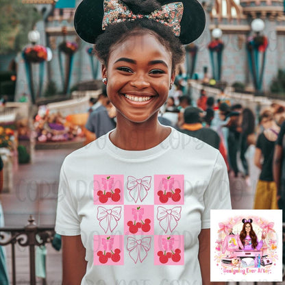 Checked Magical Mouse Cherries Coquette Bow Shirt
