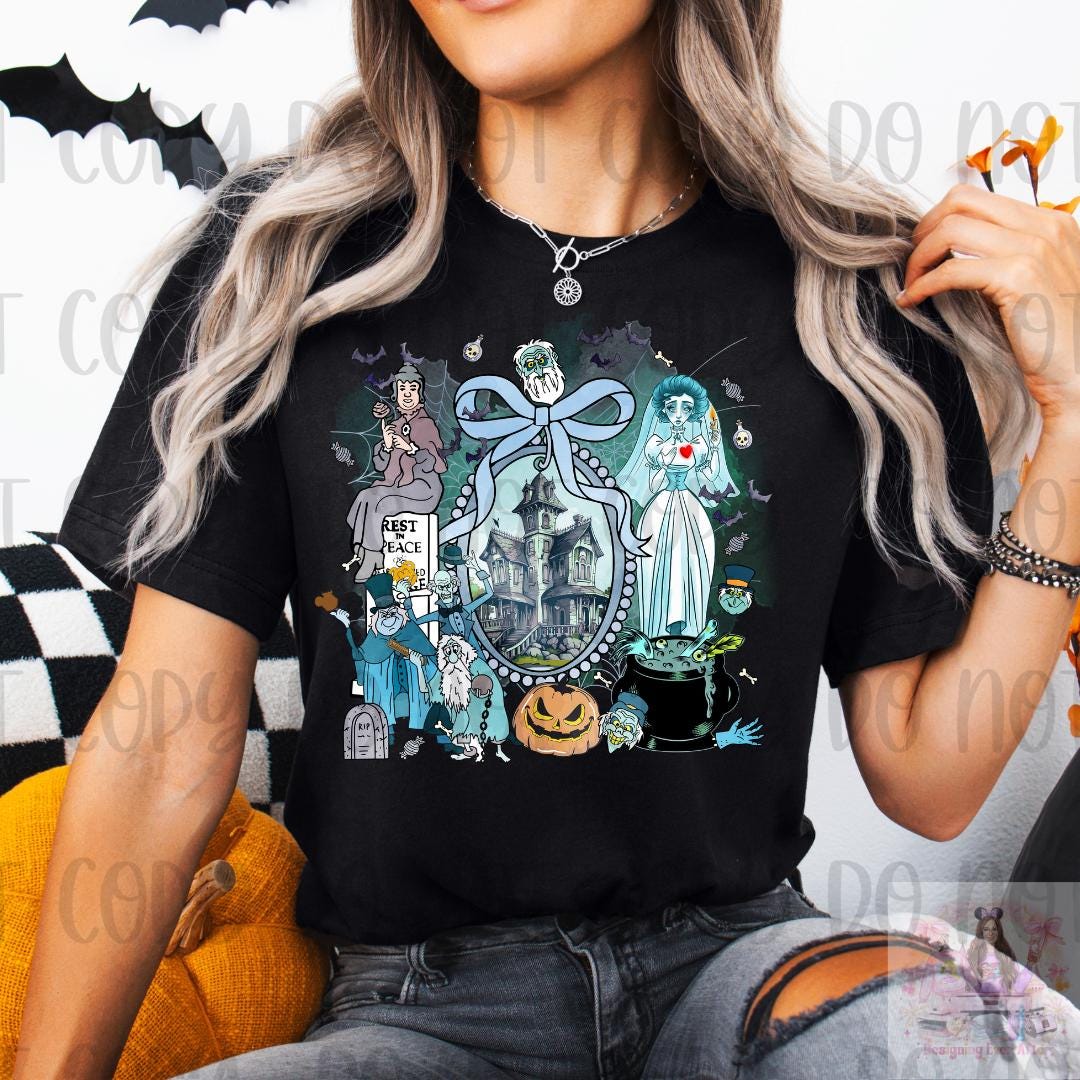 Bow Coquette Haunted House Mashup Hitchhiking Ghosts Shirt