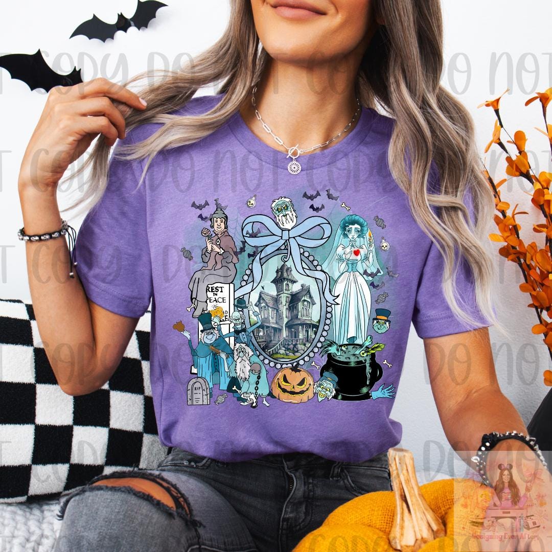 Bow Coquette Haunted House Mashup Hitchhiking Ghosts Shirt
