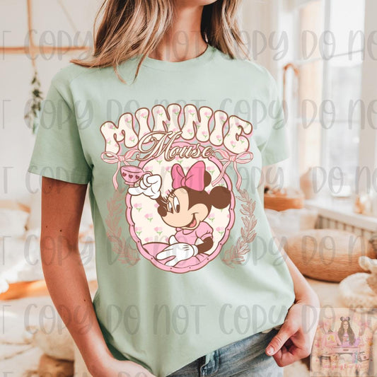 Retro Magical Mouse Floral Tea Shirt