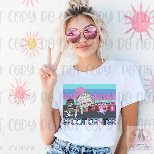 Futuristic Theme Park Vintage Style Color Block Shirt