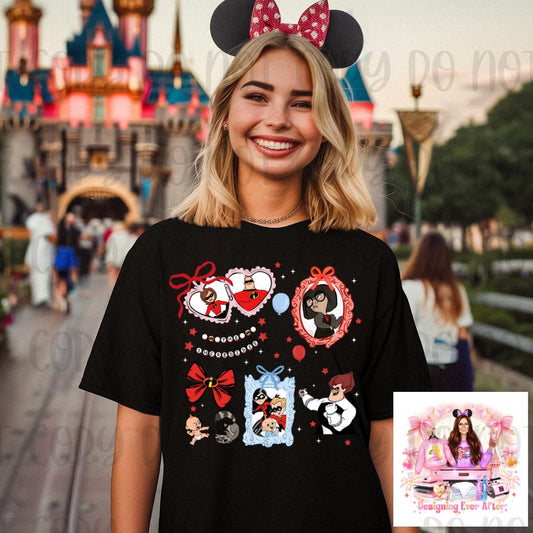 Coquette Locket and Charm Bracelet Bow Frame Super Family Shirt