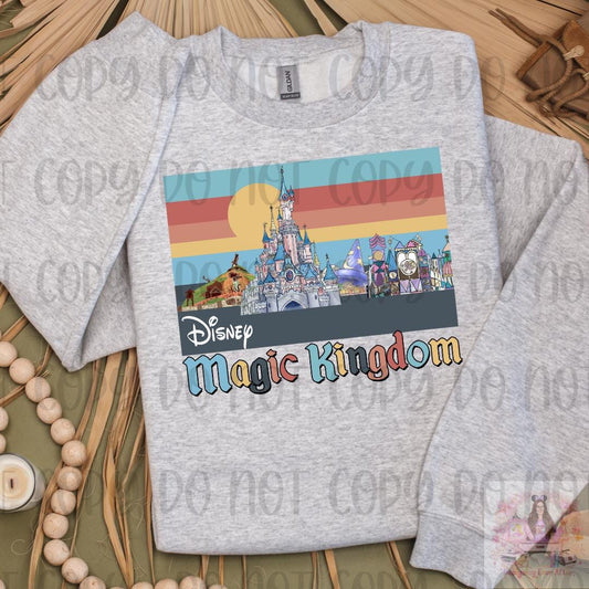 Magic Theme Park Vintage Style  Color Block Shirt