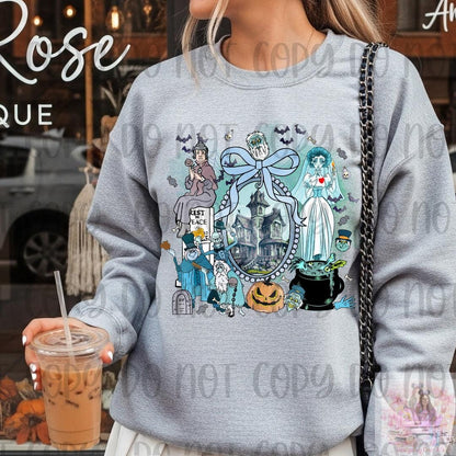 Bow Coquette Haunted House Mashup Hitchhiking Ghosts Shirt