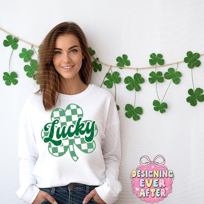 Checkered Lucky Shamrock St Patrick's Day Shirt
