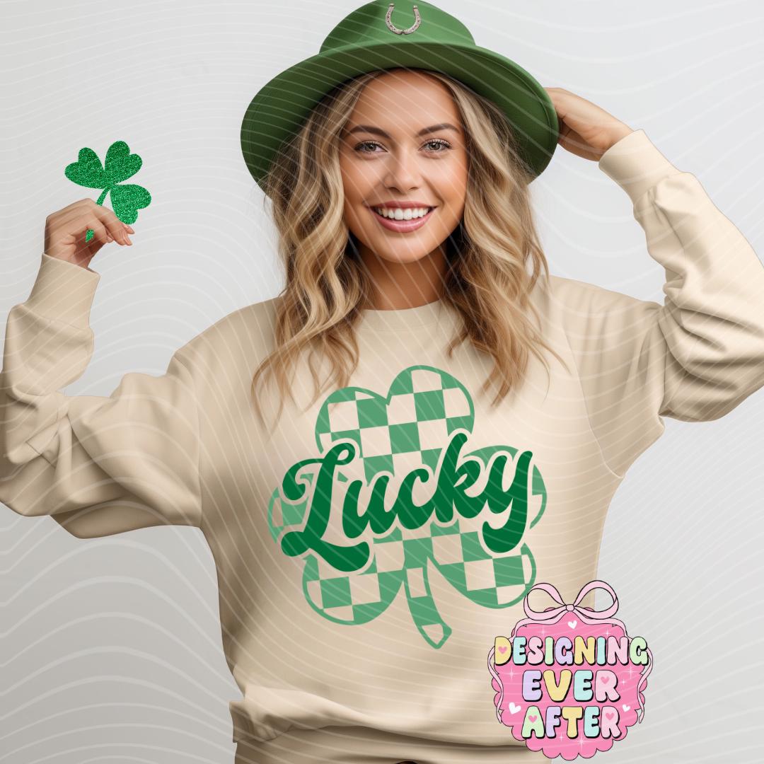 Checkered Lucky Shamrock St Patrick's Day Shirt