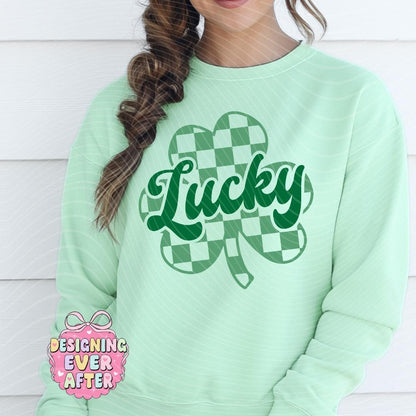 Checkered Lucky Shamrock St Patrick's Day Shirt