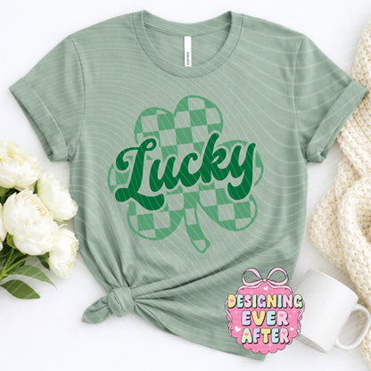 Checkered Lucky Shamrock St Patrick's Day Shirt