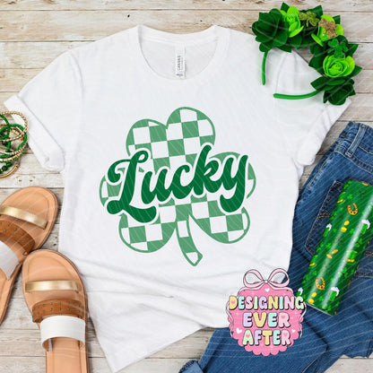 Checkered Lucky Shamrock St Patrick's Day Shirt